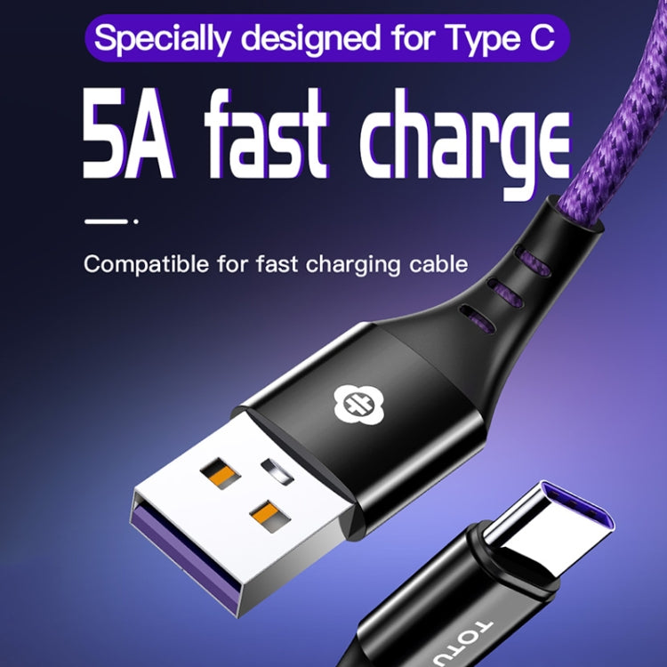 TOTUDESIGN BTA-024 Hard-edged Series 5A USB-C / Type-C Quick Charging Cable, Length : 1m(Purple)