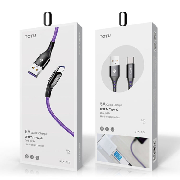 TOTUDESIGN BTA-024 Hard-edged Series 5A USB-C / Type-C Quick Charging Cable, Length : 1m(Purple)