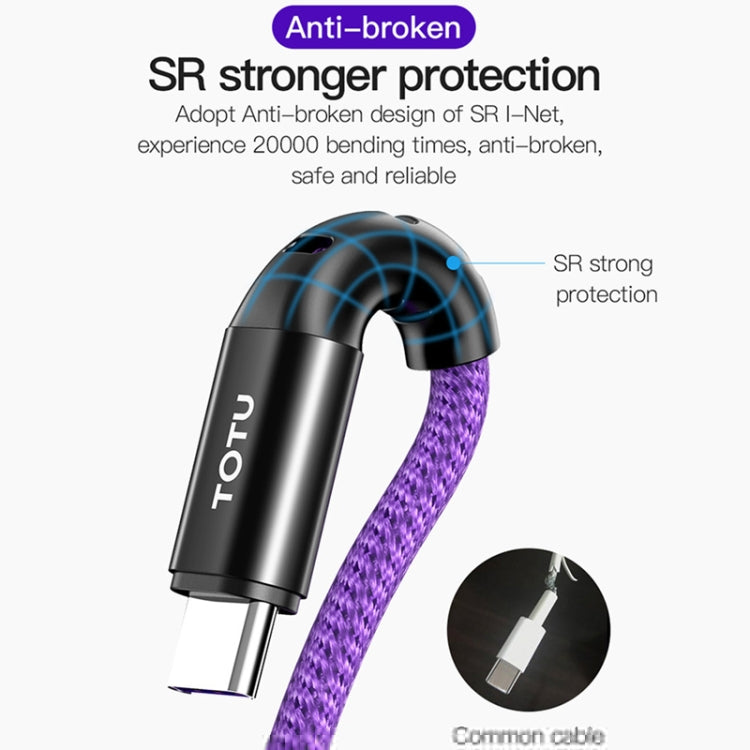 TOTUDESIGN BTA-024 Hard-edged Series 5A USB-C / Type-C Quick Charging Cable, Length : 1m(Purple)