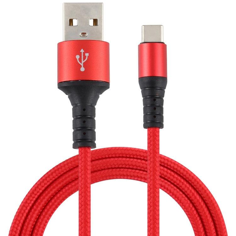 2A USB to USB-C / Type-C Braided Data Cable, Cable Length: 1m
