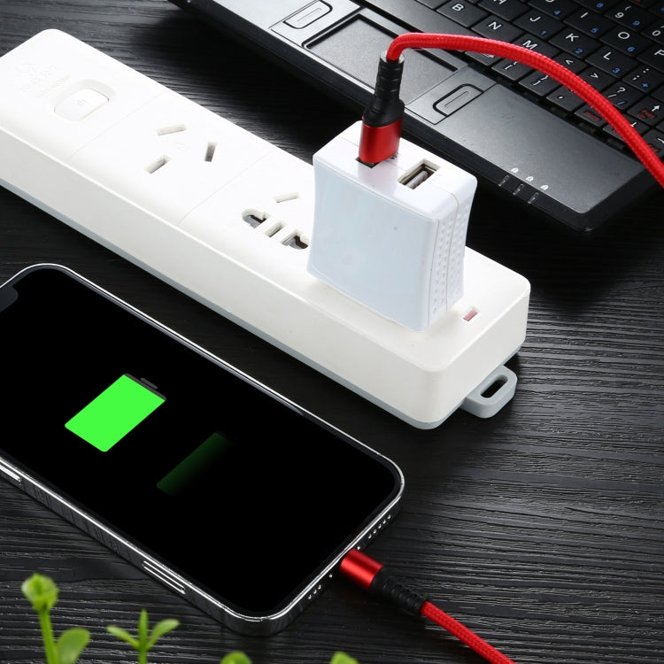 2A USB to USB-C / Type-C Braided Data Cable, Cable Length: 1m