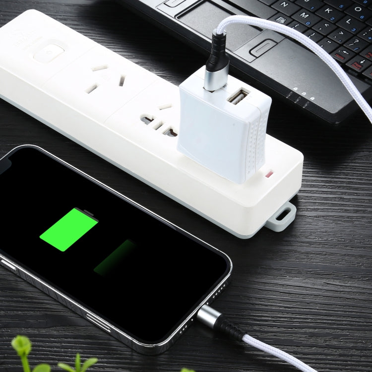 2A USB to USB-C / Type-C Braided Data Cable, Cable Length: 1m