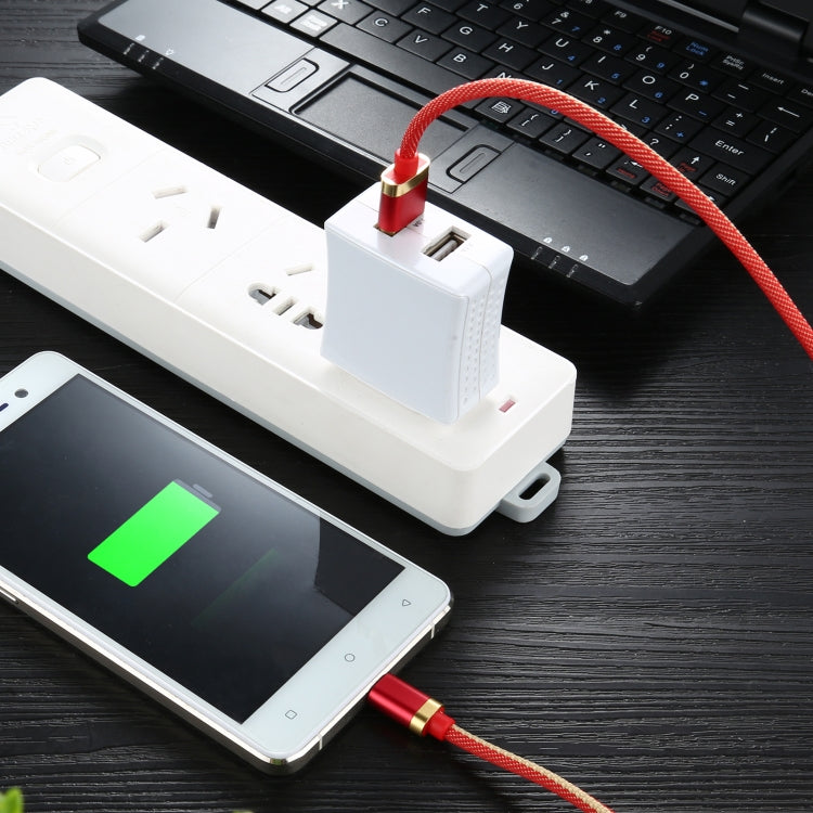 3A USB to Micro USB Two-color Braided Data Cable, Cable Length: 1m