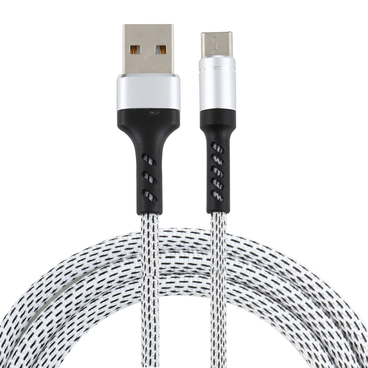 2A USB to USB-C / Type-C Two-color Braided Data Cable, Cable Length: 1m