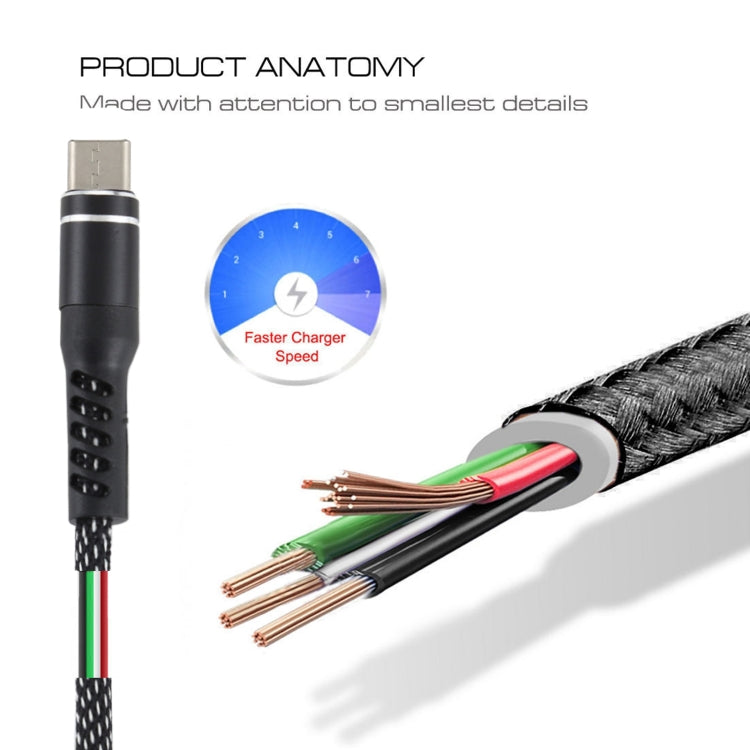 2A USB to Micro USB Two-color Braided Data Cable, Cable Length: 1m