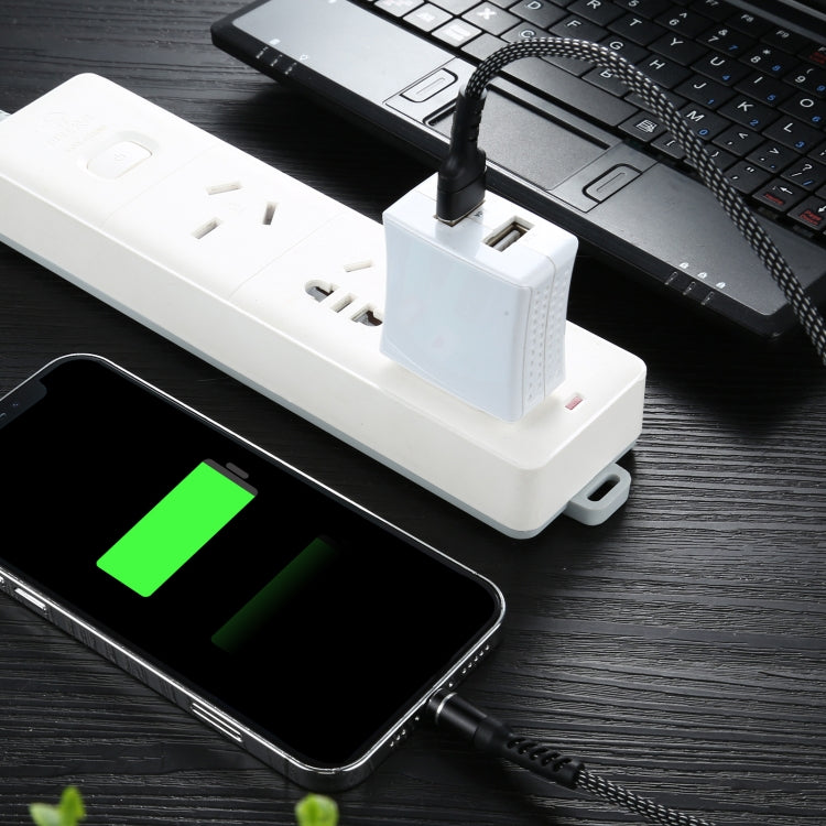 2A USB to Micro USB Two-color Braided Data Cable, Cable Length: 1m