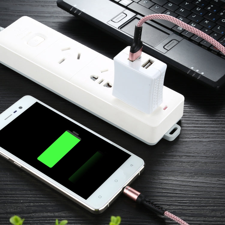 2A USB to Micro USB Two-color Braided Data Cable, Cable Length: 1m