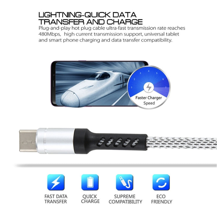 2A USB to Micro USB Two-color Braided Data Cable, Cable Length: 1m