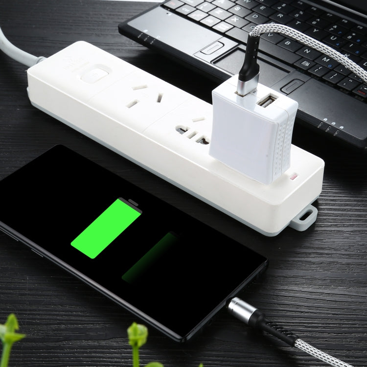 2A USB to Micro USB Two-color Braided Data Cable, Cable Length: 1m