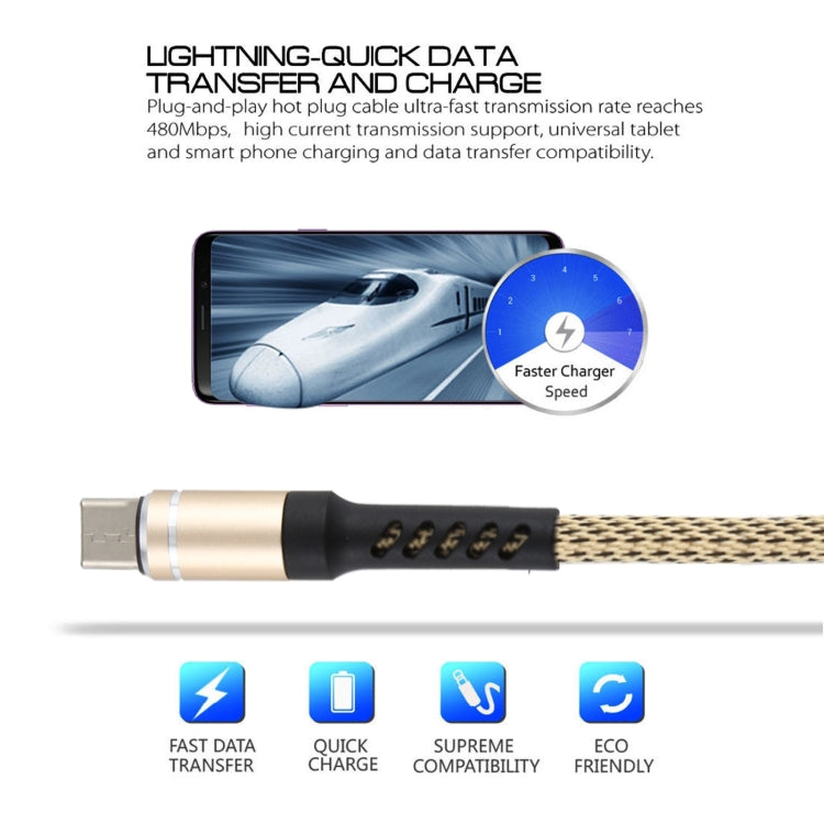 2A USB to Micro USB Two-color Braided Data Cable, Cable Length: 1m