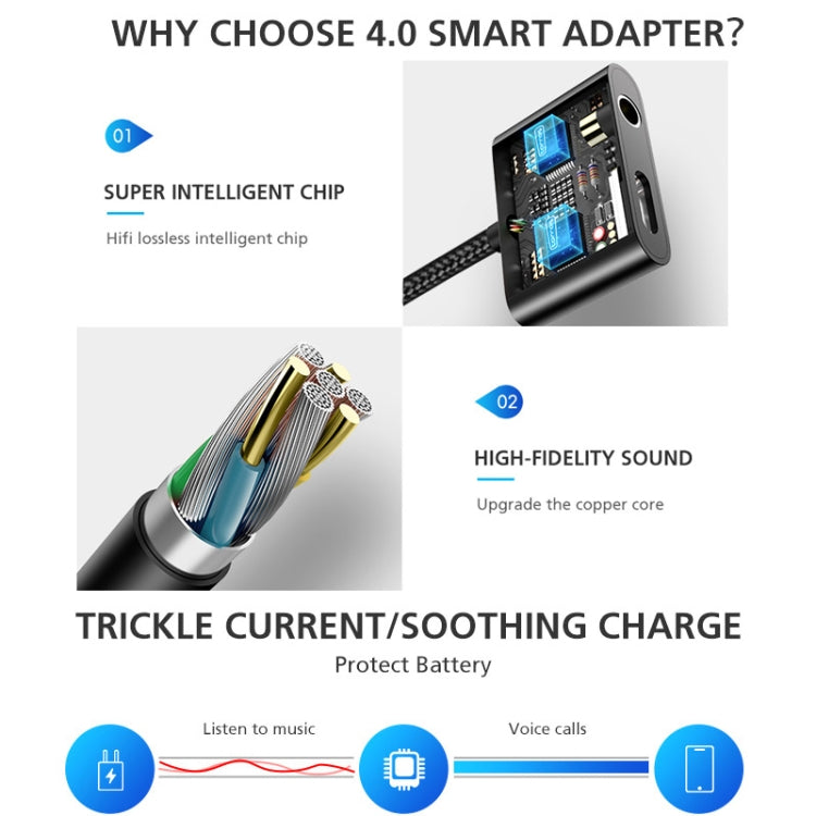 YAOMAISI Q17 12cm 2.4A Output 3.5mm Female + USB-C / Type-C Female to USB-C / Type-C Male Charge + Audio Adapter, For Galaxy S8 & S8 + / LG G6 / Huawei P10 & P10 Plus / Oneplus 5 / Xiaomi Mi6 & Max 2 and other Smartphones