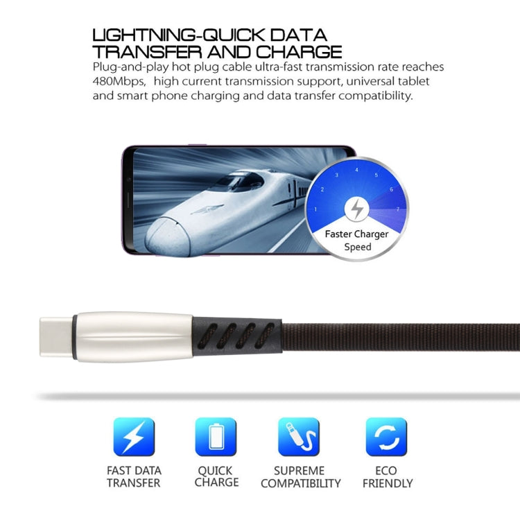 3A USB to USB-C / Type-C Shark Data Cable, Cable Length: 1m