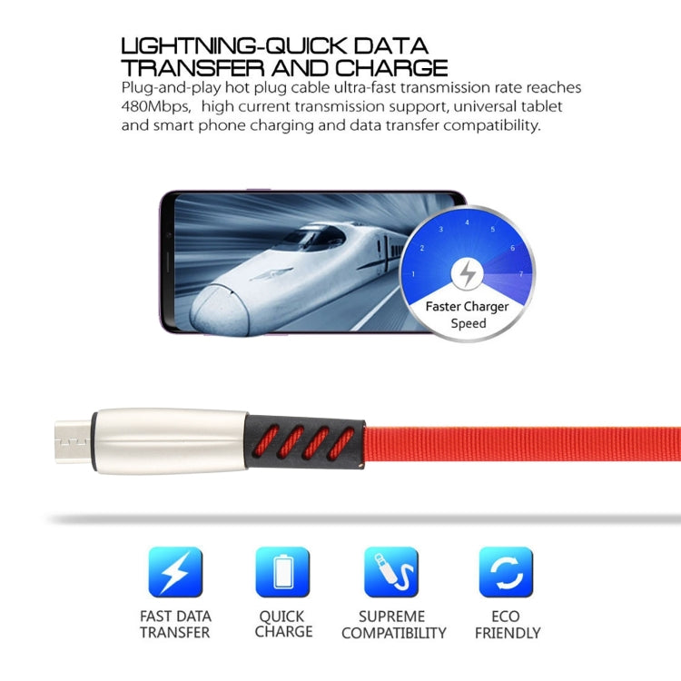 3A USB to Micro USB Shark Data Cable, Cable Length: 1m(Red)