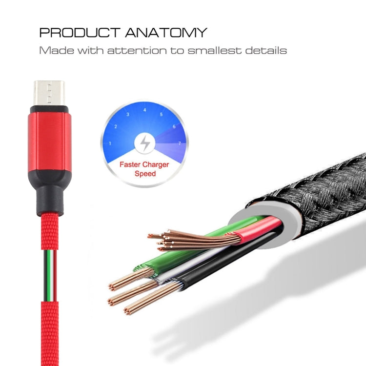 3A USB to Micro USB Braided Data Cable, Cable Length: 1m