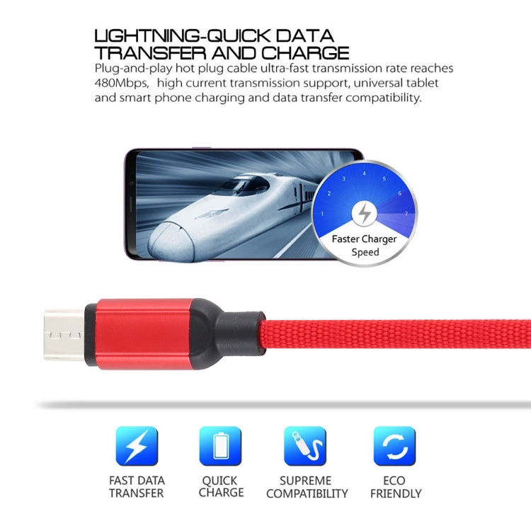 3A USB to Micro USB Braided Data Cable, Cable Length: 1m