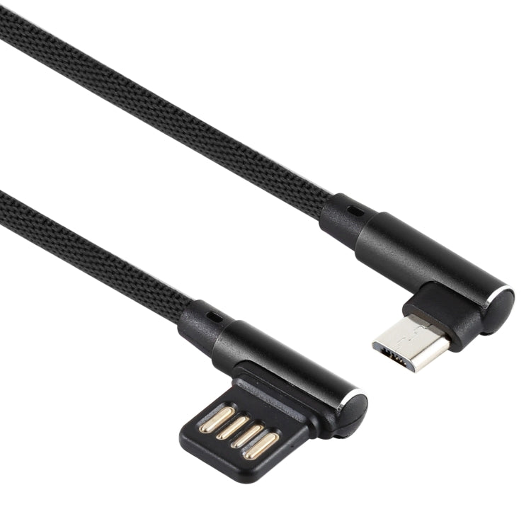 2A USB Elbow to Micro USB Elbow Braided Data Cable, Cable Length: 1m (Black)