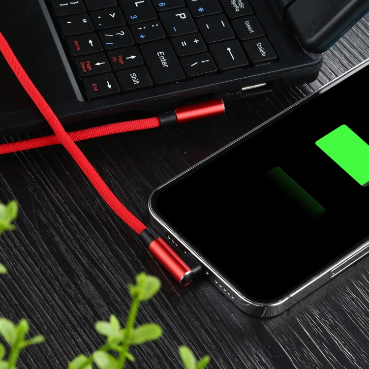 2A USB Elbow to Micro USB Elbow Braided Data Cable, Cable Length: 2m