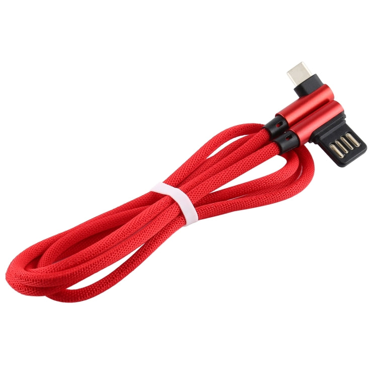 2A USB Elbow to USB-C / Type-C Elbow Braided Data Cable, Cable Length: 3m(Red)