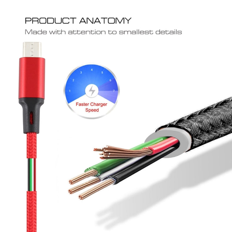 2A USB to Micro USB Braided Data Cable, Cable Length: 1m