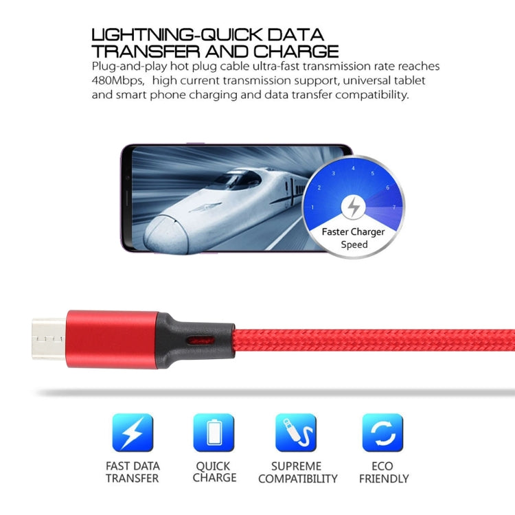 2A USB to Micro USB Braided Data Cable, Cable Length: 1m