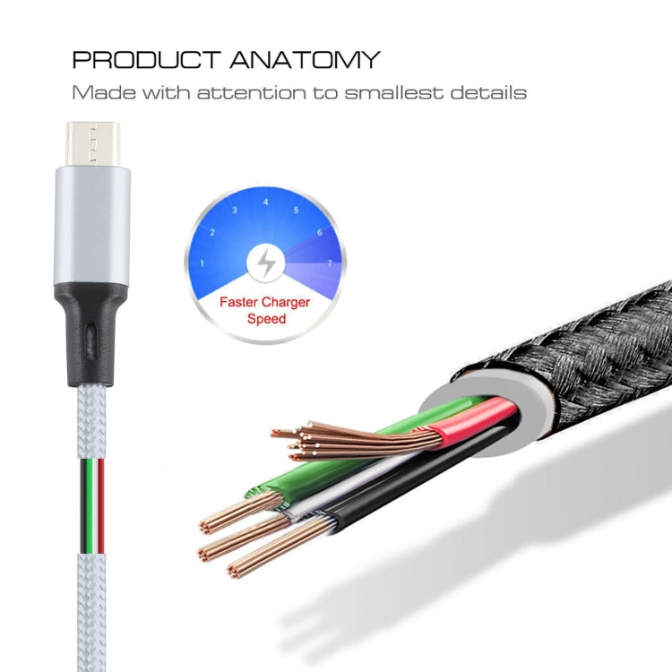 2A USB to Micro USB Braided Data Cable, Cable Length: 1m