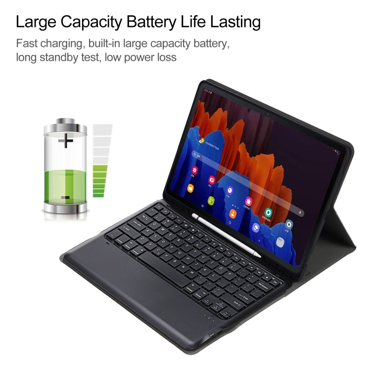 A970B Detachable Bluetooth Keyboard Ultrathin Horizontal Flip Leather Tablet Case with Pen Slot for Samsung Galaxy Tab S7 FE T730 / T736 / S7+ T970 / T975 / T976