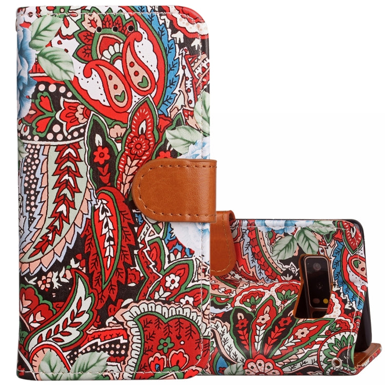 For Galaxy Note 8 Painting Abstract Flowers Pattern PU + TPU Horizontal Flip Leather Case with Holder & Card Slots & Wallet & Photo Frame & Lanyard