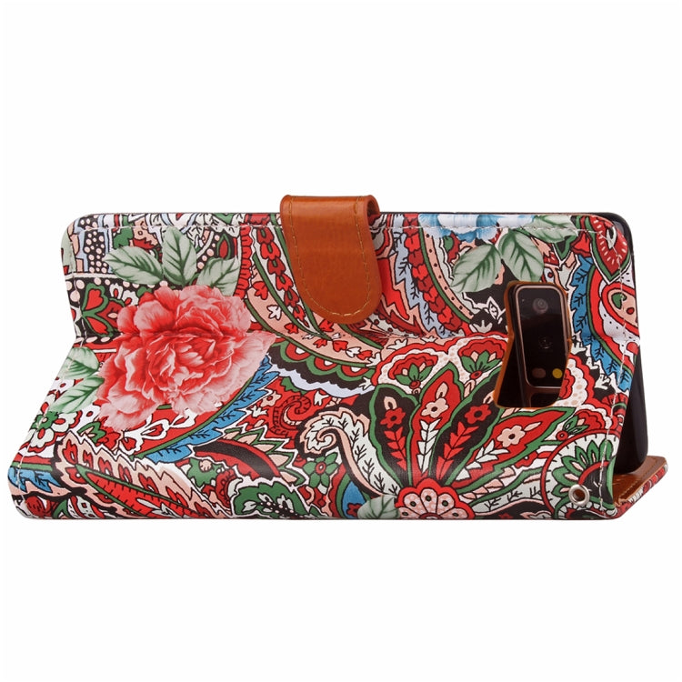 For Galaxy Note 8 Painting Abstract Flowers Pattern PU + TPU Horizontal Flip Leather Case with Holder & Card Slots & Wallet & Photo Frame & Lanyard