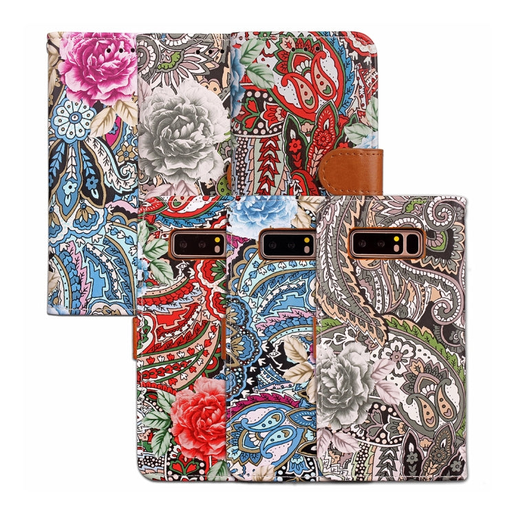 For Galaxy Note 8 Painting Abstract Flowers Pattern PU + TPU Horizontal Flip Leather Case with Holder & Card Slots & Wallet & Photo Frame & Lanyard