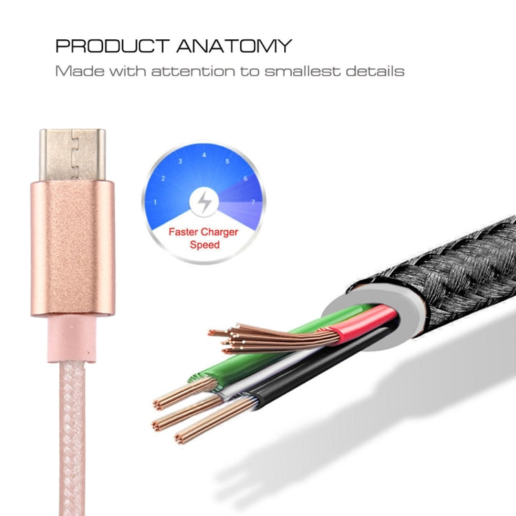 Knit Texture USB to USB-C / Type-C Data Sync Charging Cable, Cable Length: 3m, 3A Total Output, 2A Transfer Data