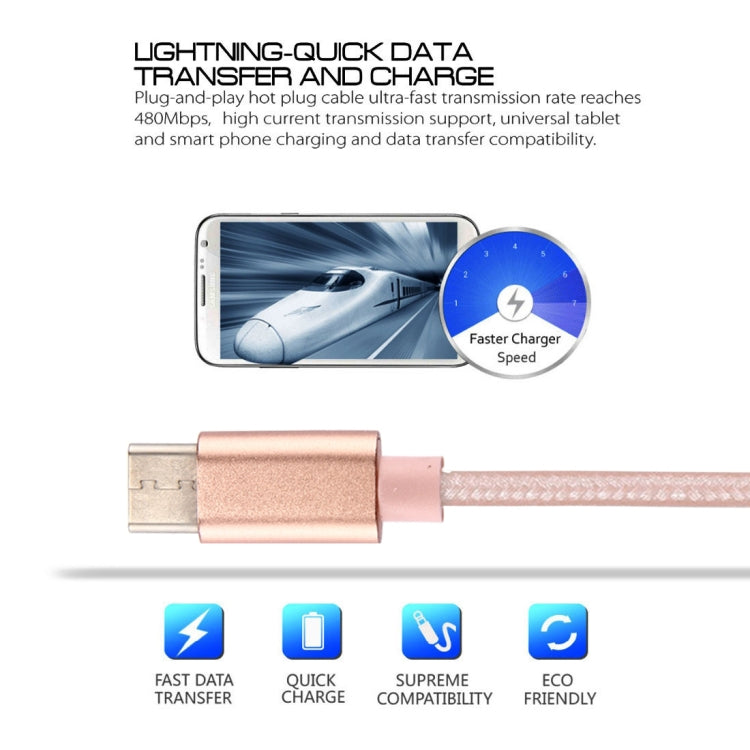 Knit Texture USB to USB-C / Type-C Data Sync Charging Cable, Cable Length: 3m, 3A Total Output, 2A Transfer Data