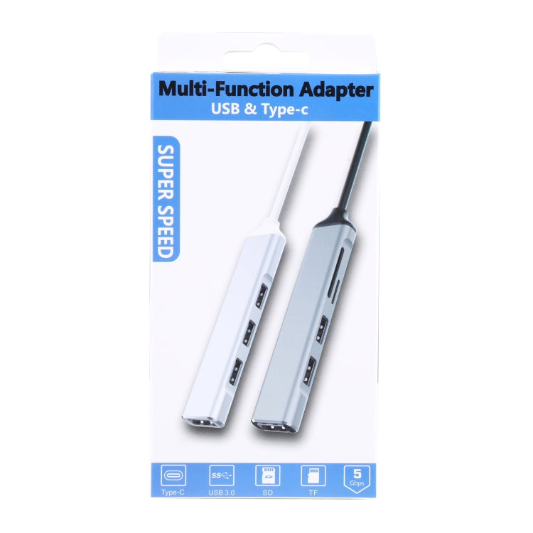 5 in 1 USB 3.0 to SD / TF Card Slot + 3 USB 3.0 Ports Multifunctional Docking Station HUB (Silver)