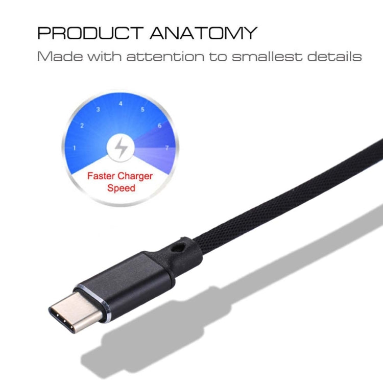 1m 2A Output USB to USB-C / Type-C Nylon Weave Style Data Sync Charging Cable