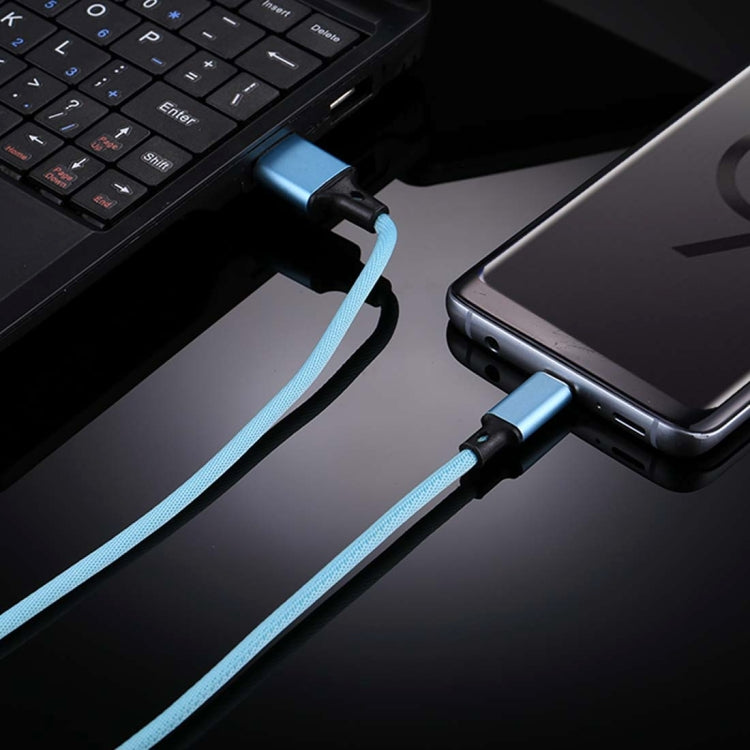 1m 2A Output USB to USB-C / Type-C Nylon Weave Style Data Sync Charging Cable