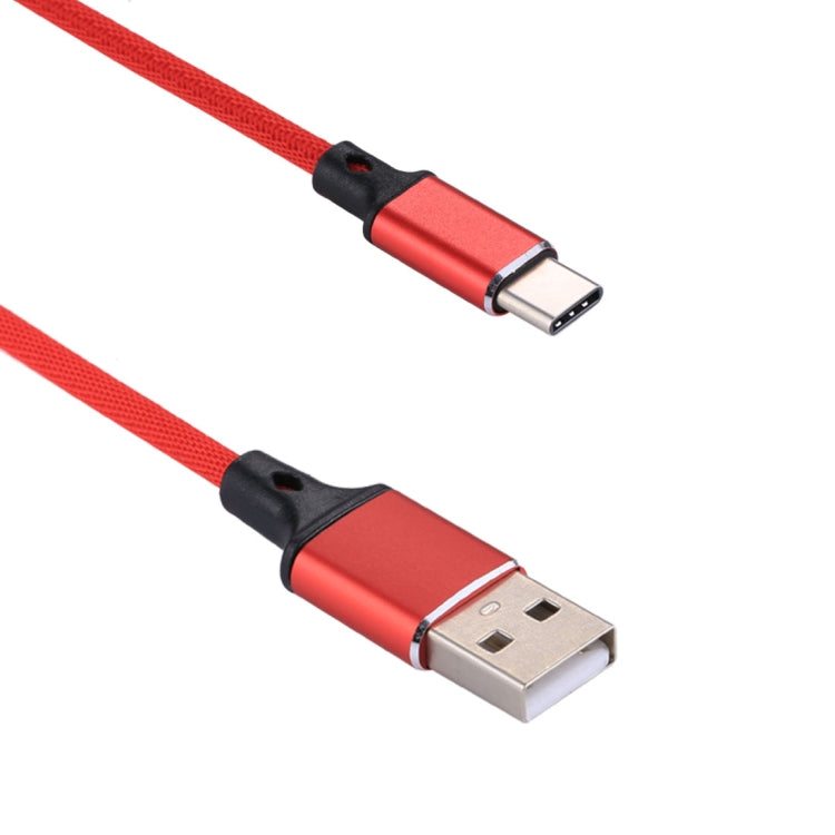 1m 2A Output USB to USB-C / Type-C Nylon Weave Style Data Sync Charging Cable