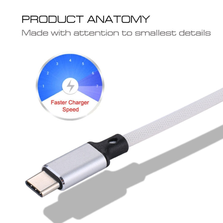 1m 2A Output USB to USB-C / Type-C Nylon Weave Style Data Sync Charging Cable