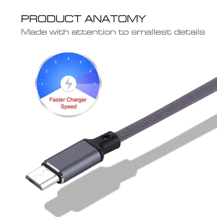1m 2A Output USB to Micro USB Nylon Weave Style Data Sync Charging Cable, For