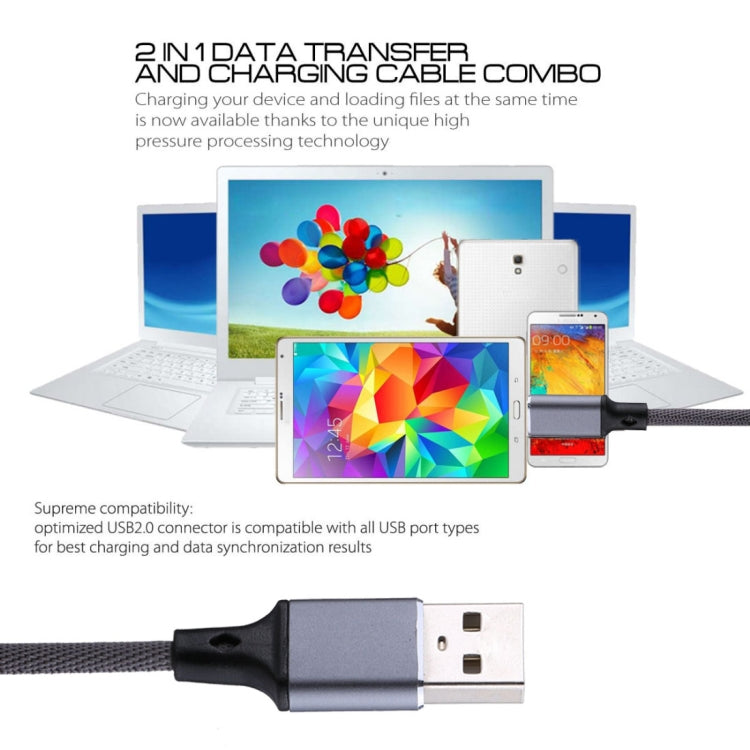 1m 2A Output USB to Micro USB Nylon Weave Style Data Sync Charging Cable, For