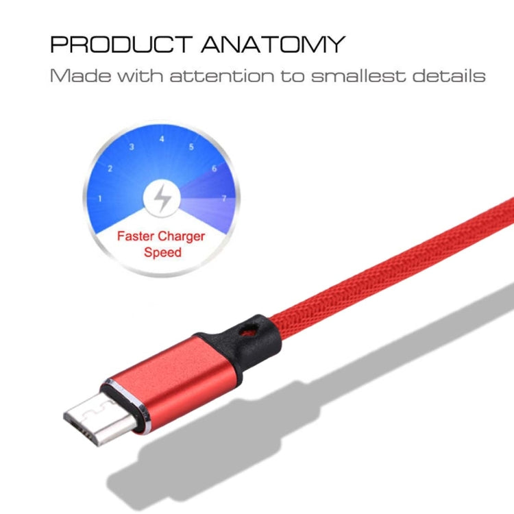1m 2A Output USB to Micro USB Nylon Weave Style Data Sync Charging Cable, For