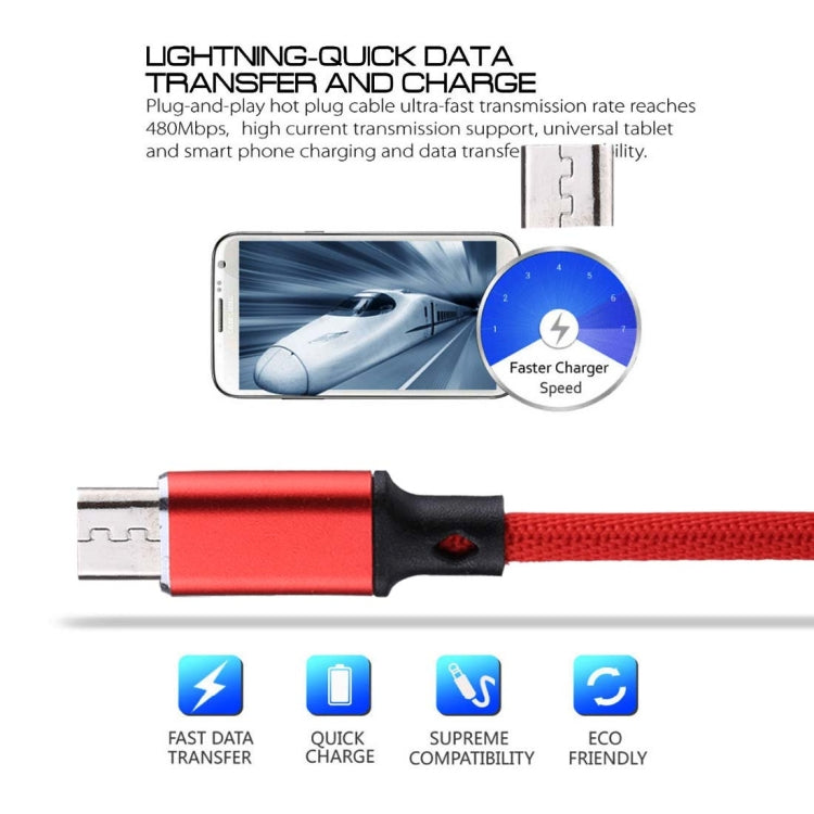 1m 2A Output USB to Micro USB Nylon Weave Style Data Sync Charging Cable, For