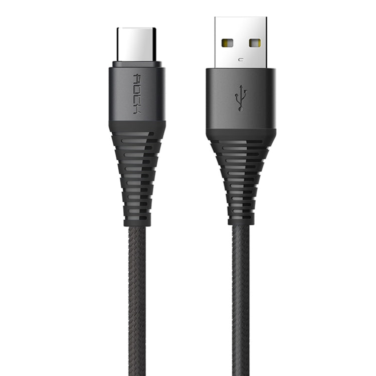 ROCK 1m Hi-Tensile 3A USB to USB-C / Type-C Data Sync Charging Round Cable, For Galaxy S8 & S8 + / LG G6 / Huawei P10 & P10 Plus / Xiaomi Mi 6 & Max 2 and other Smartphones