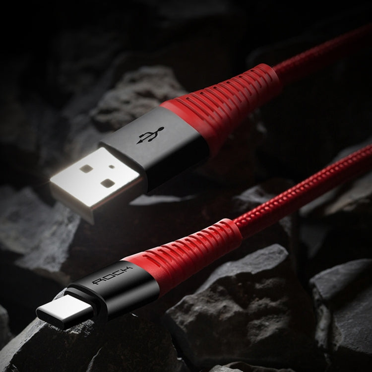 ROCK 1m Hi-Tensile 3A USB to USB-C / Type-C Data Sync Charging Round Cable, For Galaxy S8 & S8 + / LG G6 / Huawei P10 & P10 Plus / Xiaomi Mi 6 & Max 2 and other Smartphones