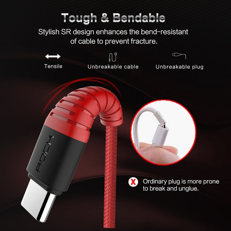 ROCK 1m Hi-Tensile 3A USB to USB-C / Type-C Data Sync Charging Round Cable, For Galaxy S8 & S8 + / LG G6 / Huawei P10 & P10 Plus / Xiaomi Mi 6 & Max 2 and other Smartphones