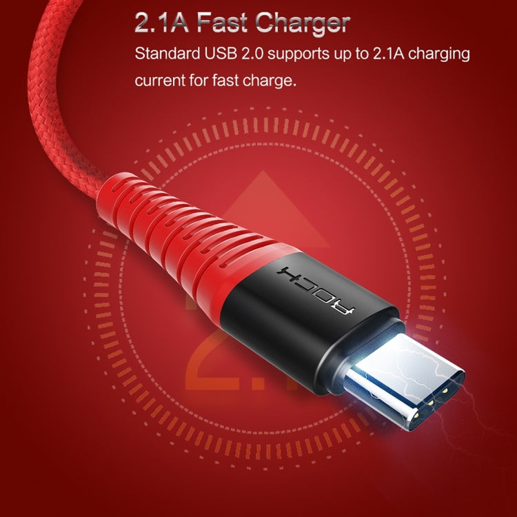 ROCK 1m Hi-Tensile 3A USB to USB-C / Type-C Data Sync Charging Round Cable, For Galaxy S8 & S8 + / LG G6 / Huawei P10 & P10 Plus / Xiaomi Mi 6 & Max 2 and other Smartphones