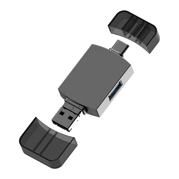 3 in 1 USB-C / Type-C to USB + Micro USB OTG Adapter TF / SD Card Card Reader