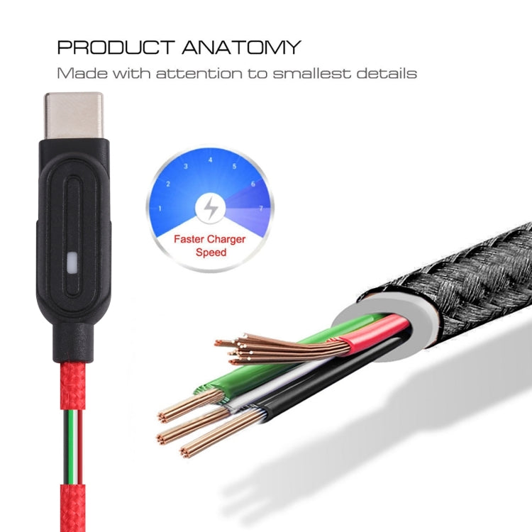 Magnetic Suction Head USB-C / Type-C to USB Nylon Braided Charging Data Cable, Length: 1m