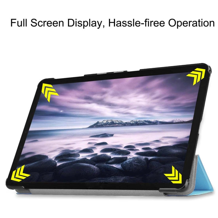 Custer Texture Horizontal Flip PU Leather Case for Galaxy Tab A 10.5 / T595 & T590, with Three-folding Holder & Sleep / Wake-up Function