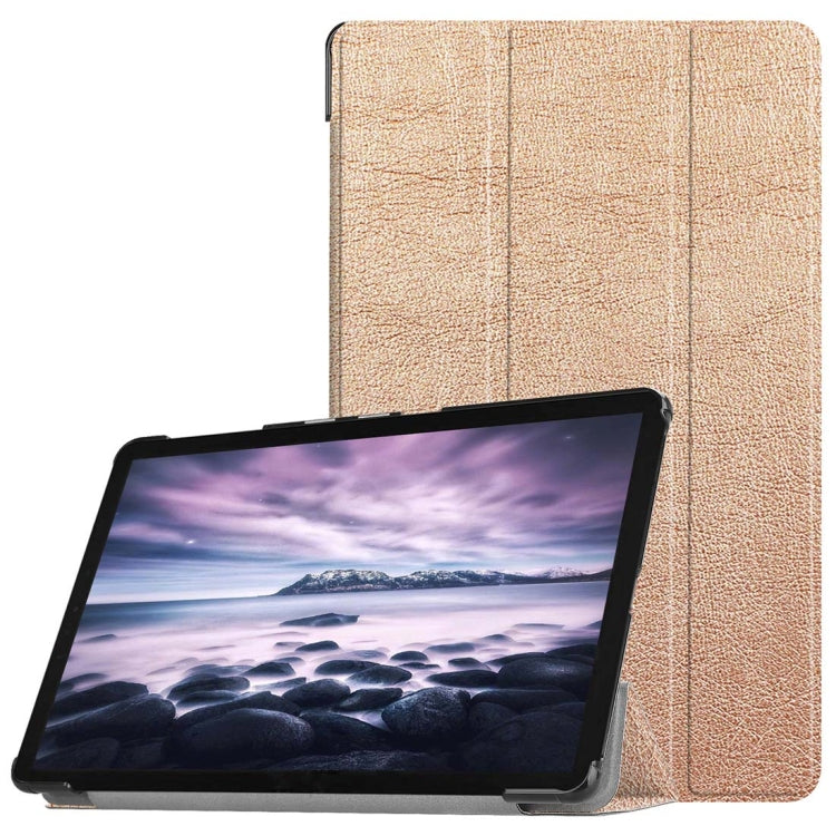 Custer Texture Horizontal Flip PU Leather Case for Galaxy Tab A 10.5 / T595 & T590, with Three-folding Holder & Sleep / Wake-up Function