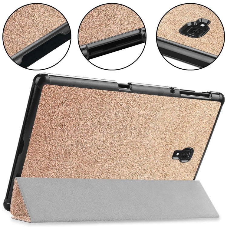 Custer Texture Horizontal Flip PU Leather Case for Galaxy Tab A 10.5 / T595 & T590, with Three-folding Holder & Sleep / Wake-up Function