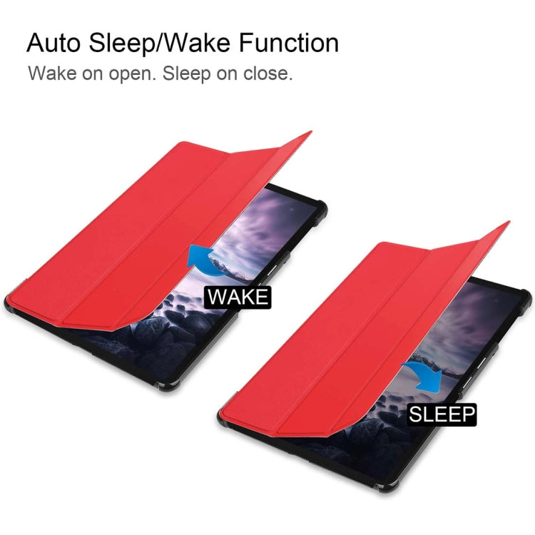 Custer Texture Horizontal Flip PU Leather Case for Galaxy Tab A 10.5 / T595 & T590, with Three-folding Holder & Sleep / Wake-up Function